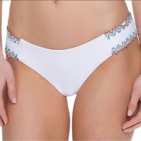 NEW BECCA by Rebecca Virtue Mardi Gras Crochet White Bikini Bottom XL - Picture 2 of 5